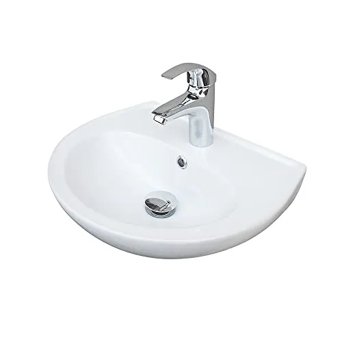 Waschbecken Heide Weiß Keramik - Elegantes Wandwaschbecken (16,5x45x36,5 cm) aus hochwertiger Sanitärkeramik, ideal für Bad & Gäste-WC. Robuste, pflegeleichte Oberfläche und ergonomisches Design für optimalen Komfort.