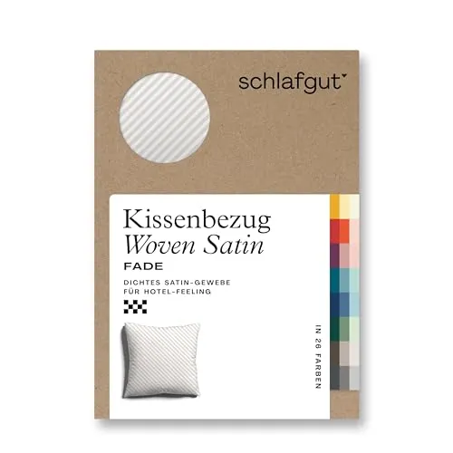Schlafgut Kopfkissenbezug Woven Satin Fade, Taupe, Weiß - Bettdecken: Hochwertiger Kopfkissenbezug mit Farbverlauf, Oeko-Tex® Standard 100, bügelfrei und bügelleicht für unkomplizierte Pflege.