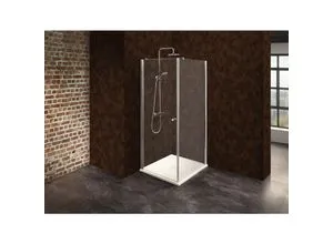 Dusbad Vital 2 Duschkabine mit Drehtür und Duschwand - Duschkabine in moderner Optik, 2000 mm hoch mit 6 mm Einscheibensicherheitsglas. Patentiertes Klick Fest Profil für einfache Montage ohne sichtbare Innenverschraubung.