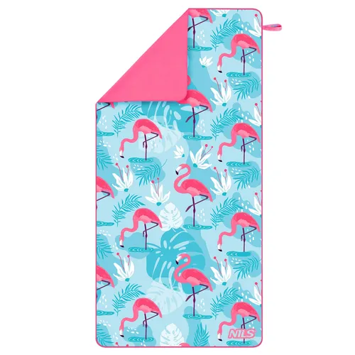 NCR14 RĘCZNIK Z MIKROFIBRY FLAMINGI 160X80 cm NILS NILS 5907695592993