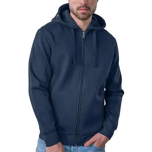 HRM Men ́s Premium Hooded Jacket - navy - XL - Funktionsjacke aus hochwertiger Baumwolle und recyceltem Polyester, bietet höchsten Komfort und einen modernen Regular Fit. Ideal für sportliche Aktivitäten oder entspannte Tage.