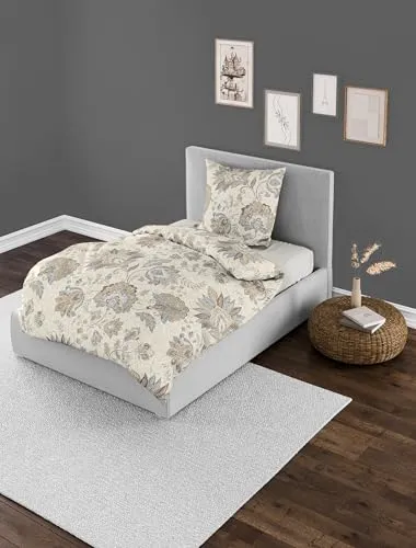 Bierbaum Biber Bettwäsche 155x220 Ornamente Paisley Blüte - Bettwäsche im eleganten Paisley Design, aus 100% Baumwolle, kuschelig warm und ideal für kalte Nächte. Mit praktischem Reißverschluss für einfachen Bezug.