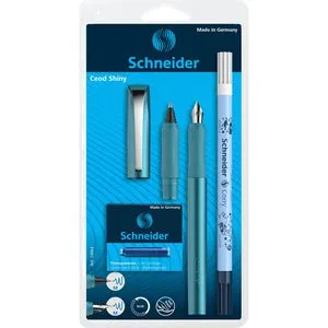 Schneider Schreibset Ceod Shiny Corry, teal, Füller, Tintenroller, -killer und -patronen, 4-tlg.