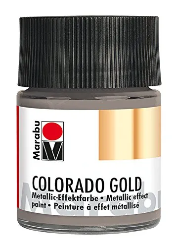 Marabu 12640005772 - Metallic Effektfarbe, Colorado Gold metallic anthrazit 50 ml, auf Wasserbasis, lichtecht, wetterfest, schnell trocknend, zum Pinseln und Tupfen auf saugenden Untergründen