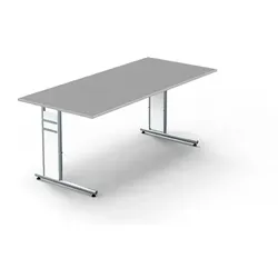 Form 4 Schreibtisch, manuell höheneinstellbar, Grafit, 180 x 80 cm - Kinderschreibtisch, höhenverstellbar von 680-820 mm für optimale Ergonomie, mit pflegeleichter melaminharzbeschichteter Tischplatte und integriertem Kabelkanal.