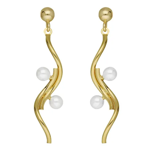 Victoria Cruz Paar Ohrhänger Damen-Milan in Gold mit Perlen - Elegante Ohrringe aus 925er Silber mit goldfarbener Oberfläche und edlen Süßwasser-Zuchtperlen. Ideal für besondere Anlässe oder den Alltag.