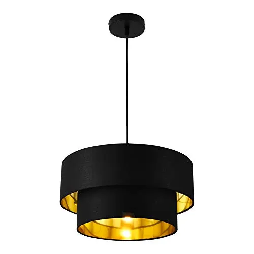 lux.pro Hängeleuchte Schwarz, 40x149 cm - Moderne Pendelleuchte aus Metall mit außergewöhnlichem Design, ideal für stilvolle Innenbeleuchtung im Wohnbereich. Effekte durch goldenen Lampenschirm.