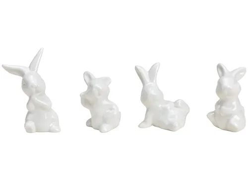 süße Hasen aus Porzellan Oster-Deko Osterhasen Figuren - weiß Höhe 6-7cm 4