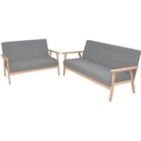 vidaXL Sofa-Set 2-tlg. Stoff Hellgrau - Couchgarnituren im skandinavischen Design, ideal zum Entspannen und Lesen. Bequem gepolstert mit weichem Polyesterstoff und einem stabilen Holzrahmen für Langlebigkeit.