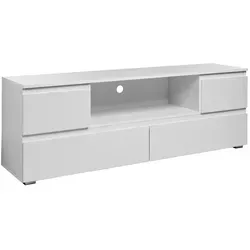 smart TV-Lowboard Ben, weiß - TV- & Media Möbel: Modernes, griffloses Design mit viel Stauraum und pflegeleichter Oberfläche – ideal für Ihr Wohnzimmer!