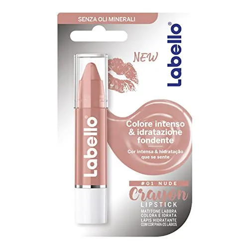 Labello Crayon Lippenbalsam 01 Nude - Pflegestifte & Lippenbalsam, pflegender Lippenbalsam mit zartem Nude-Farbton für geschmeidige Lippen und einen Hauch von Farbe.