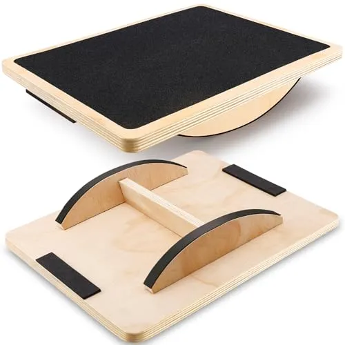 Mexgcom Balance Board, Wood Standing Desk Accessory, Rutschfestes Balance Board für Erwachsene, Core Strength, Gleichgewichtstrainer für Übung Körper Gleichgewicht