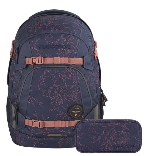 coocazoo MATE Schulrucksack-Set 2tlg inkl. Schlamperbox (Sweet Rose) - Schultaschen-Set mit 30 Litern Stauraum, ergonomischem Tragekomfort und individuellem Design durch austauschbare Klett-Patches – perfekt für Schule und Alltag.