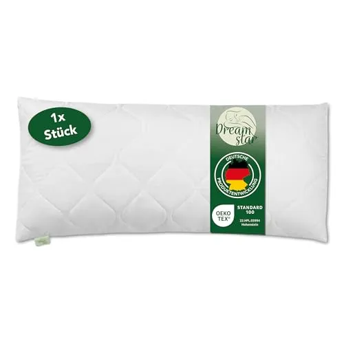 DREAMSTAR Kopfkissen 40 x 80 cm ORIGINAL 450g Kissen-Füllung | MEDIUM Kissen mit Reißverschluss zum Anpassen | waschbar bis 60 Grad | Allergiker geeignet | 40 x 80 cm
