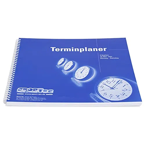 Sport-Tec Terminplaner, 2 Spalten, 15-Min.-Takt, Montag - Samstag, 30x30 cm