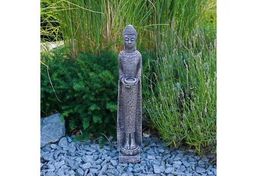 gartendekoparadies.de Gartenfigur Schlanke Buddha Statue, Steinfigur, H. 66 cm, 8 kg, Frostsicher