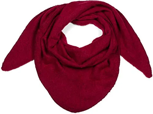 styleBREAKER Damen Großer Strick Dreieck Schal einfarbig meliert | Weiches warmes Winter Dreiecktuch | Strickschal aus Viskose Wolle für kuschlige Looks, Farbe:Bordeaux-Rot