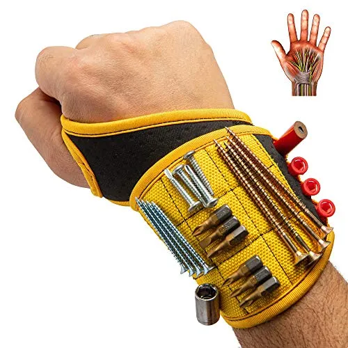 BINYATOOLS Magnetisches Armband mit super starken Magneten, hält Schrauben, Nägel, Bohrer Einzigartiges Handgelenkbandage-Design, cooles handliches Geschenk für Väter, Elektriker, Bauunternehmer