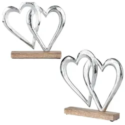 2er Set Herz Dekoaufsteller Dekoobjekt Silber Amour -7-