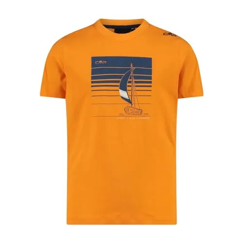 CMP Unisex-T-Shirt aus Jersey für Kinder und Jungen, Flame-bluesteel, 98 cm