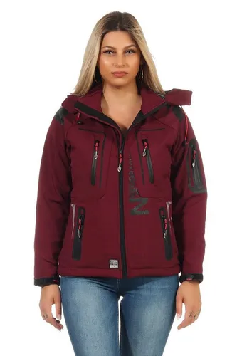 Geographical Norway Softshelljacke Geographical Norway Damen Softshell Outdoor Wander Sport Jacke in Unifarbe, mit abnehmbarer Kapuze, mit Stehkragen