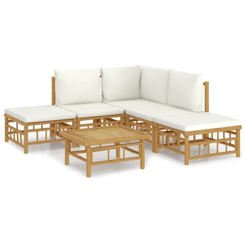 Produktbild vidaXL Garten Lounge Set 6-TLG. mit Cremeweißen Kissen