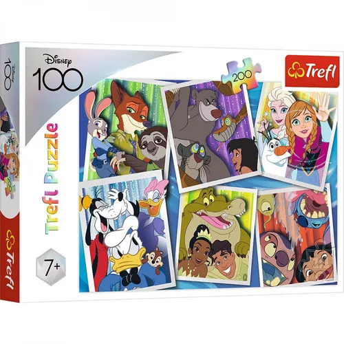 TREFL Puzzle Disney 100 Jahre: Disney-Charaktere 200 Teile