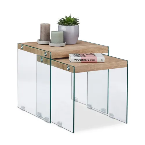 Satztisch 2er Set aus Glas - Tische & Stehtische – Leicht und elegant mit 35 kg Tragkraft, perfekt für stilvolle Deko und vielseitige Nutzung im Wohnbereich.