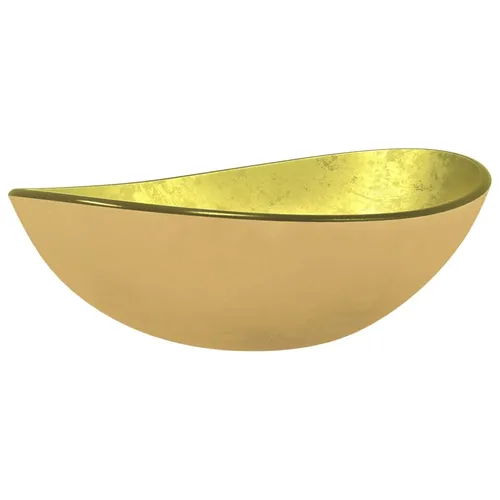 vidaXL Waschbecken Hartglas 54,5x35x15,5 cm Golden in gold von vidaXL