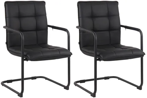 CLP 2er Set Stühle Gandia - Kunstleder mit Armlehnen, schwarz - Bürostühle im 2er Set, modernes Design und hoher Sitzkomfort durch gepolsterten Kunstledersitz. Ideal für stundenlanges Sitzen dank stabiler Konstruktion und großzügiger Armlehnen.
