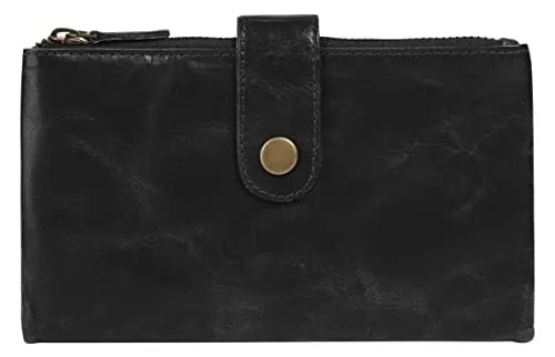 bruno banani große Geldbörse im Querformat aus Echt Leder - Damen-Geldbörsen mit RFID-Schutz, 100% Rindleder, bietet Platz für 11 Karten und 2 Münzfächer mit Reißverschluss.