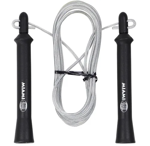 BAY-Sports Springseil Miami - 320 cm Stahl Springseil - Springseil für individuelles Training, zuschneidbar und mit Drehkopfaufsatz für optimalen Dreh. Ideal für Fitness und Ausdauer.