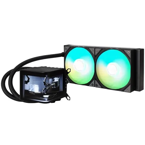 TRYX 650049 - TRYX PANORAMA AiO, ARGB, 240 mm, schwarz - Wasserkühlung mit einzigartigem 3D-AMOLED-Display und anpassbarer ARGB-Beleuchtung für optimale Kühlleistung und beeindruckende Optik.