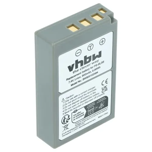 vhbw Akku kompatibel mit Olympus OM-D E-M5 Mark III, E-M10 Mark IV Kamera (900mAh, 7,2V, Li-Ion)