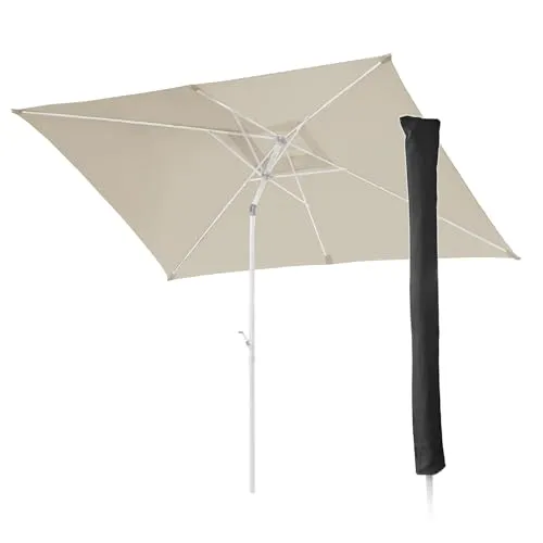 SVITA Sonnenschirm Set 3x2 m mit Schutzhülle - Eleganter Sonnenschirm mit großzügiger Schattenfläche für Garten, Balkon oder Terrasse. Mit praktischem Kurbelmechanismus und neigbar für optimalen Schutz vor Sonne.