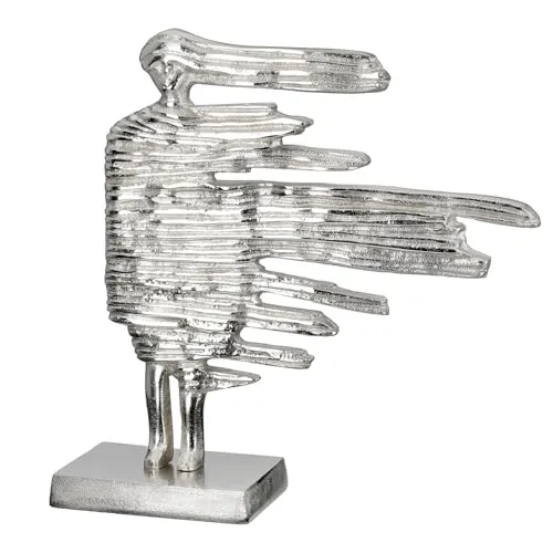 GILDE Skulptur Verwehung - Elegante Aluminium-Frauenfigur in Silber - Zeitlose Aluminium-Skulptur in Silber, inspiriert von weiblichen Formen. Mit kompakten Maßen von 38 cm Höhe und 36 cm Breite eignet sie sich ideal für moderne Wohnräume. Stabiler Stand mit Filzgleitern schützt Oberflächen.