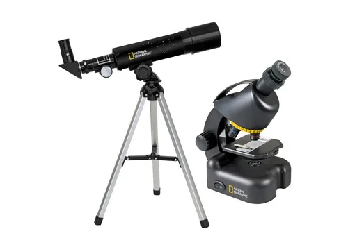 National Geographic Teleskop und Mikroskop Set für Kinder - Teleskope und Mikroskope Set für Einsteiger, inklusive Smartphone Kamera Adapter und umfangreichem Zubehör für spannende Entdeckungen in Astronomie und Mikroskopie.