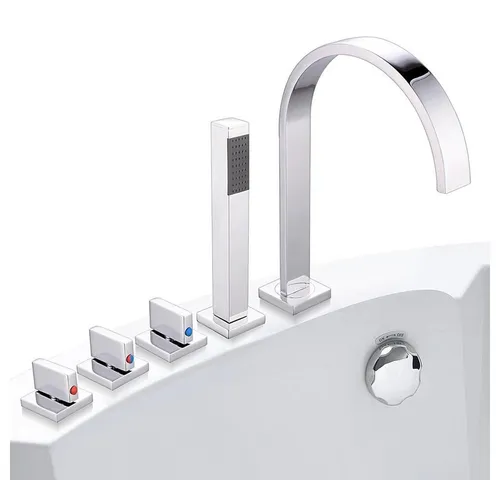Mucola Badewannenarmatur 5-Loch mit Handbrause - Elegante 5-Loch Wannenrandarmatur mit Handbrause für modernes Badezimmerdesign und integrierte Wasserspartechnologie für umweltfreundliches Duschen.