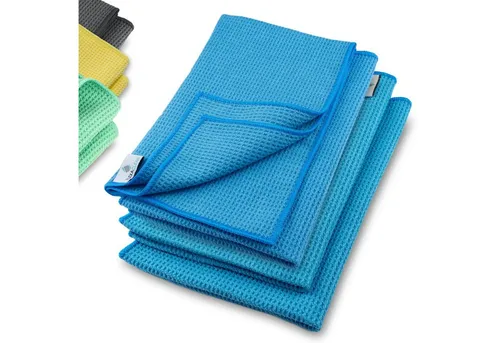 ELEXACLEAN Waffeltuch Trockentuch (Set, 4-tlg., 60x40 cm) - Mikrofasertücher mit Waffelstruktur, saugstark und streifenfrei. Ideal für Fahrzeugpflege und Haushalt, nimmt bis zu 8x sein Gewicht an Flüssigkeit auf.