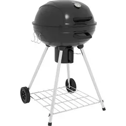 Outsunny Grill - 65Lx55Wx89Hcm - Schwarz, großzügiger Grill für bis zu 7 Burgerpattys - Grills, ideal für gesellige Grillabende im Garten! Mit integriertem Thermometer, praktischer Ablage und leicht zu reinigendem Ascheauffangbehälter.
