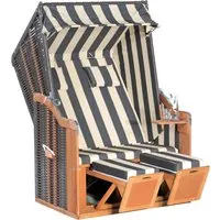 SunnySmart Garten-Strandkorb Rustikal 50 PLUS 2-Sitzer anthrazit/beige