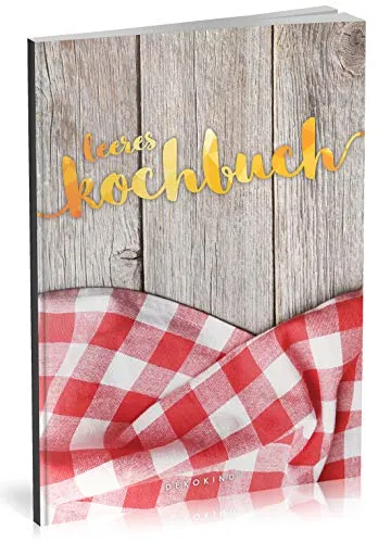 Dékokind® Leeres Kochbuch: Für über 80 Lieblingsrezepte || Ca. A5 Softcover || Rezeptbuch zum Selbstgestalten / Selberschreiben mit Inhaltsverzeichnis || Motiv: Hölzern