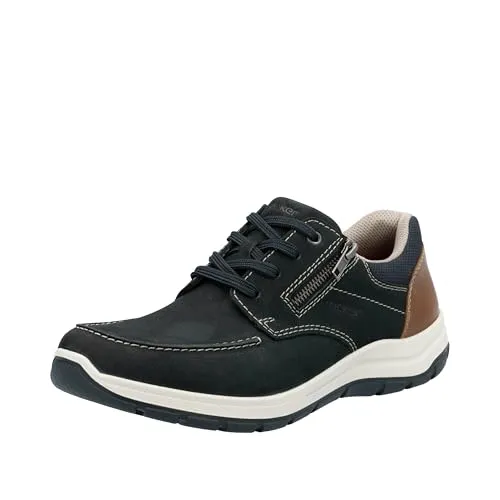 Rieker Herren 03603 Schnürschuhe, Blau, 45 EU - Herren-Schnürhalbschuhe aus echtem Leder, mit extraweiter Passform und herausnehmbarer Einlegesohle für optimalen Komfort.