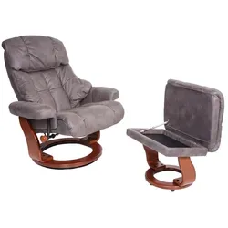 MCA Relaxsessel Calgary XXL - TV-Sessel mit Hocker, 180kg belastbar, dunkelgrau - Bequemer Sessel mit extradicker Polsterung, 360° drehbar und verstellbarer Rückenlehne. Inkl. Hocker mit Staufach - ideal für entspanntes Fernsehen oder Lesen.
