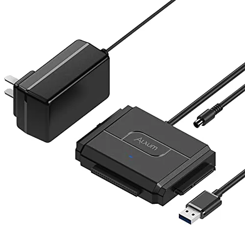 Alxum IDE und SATA Adapter, USB 3.0 Festplatten Konverter mit Netzschalter für 2.5 und 3.5 Zoll HDD oder SSD, CD-ROM, CD-RW, DVD-RW Laufwerke