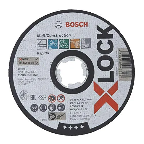 Bosch Accessories Professional 1x Gerade Trennscheibe (für MultiMaterial, X-LOCK, Ø125 mm, BohrungsØ: 22,23 mm, Dicke:1 mm)