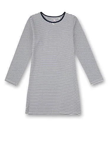 Sanetta Mädchen Nachthemd Nordic Blue 152 EU - Bequemes Nachthemd aus Baumwolle mit schickem Ringel-Print und farblich abgesetztem Halsbörtchen, ideal für süße Träume.