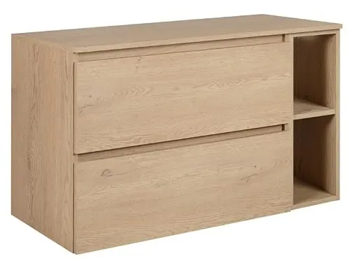 3xE Living Badezimmerschrank 100 cm (80 + 20) mit oberer Arbeitsplatte, helle Eiche, 100 x 77 x 46 cm