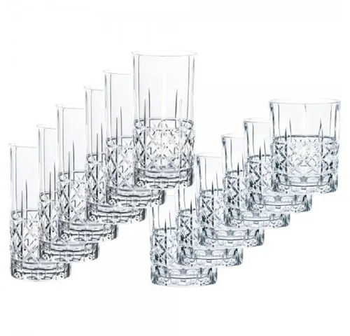 Spiegelau Becherset 12-tlg. ELEGANCE - Stilvolle Gläser für Ihre Hausbar - Gläser, 12-teiliges Set mit eleganten Longdrink- und Whiskygläsern, ideal für Cocktails und edle Brände, sorgt für raffinierte Lichtreflexe durch klassisches Schliffdekor.