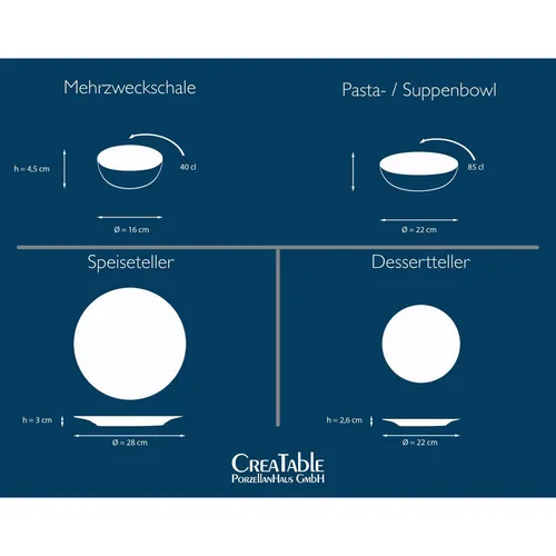 CreaTable 10103 Serie Uno Geschirrset Rusty Rose + Offwhite - Kombiservice, 8-teilig aus Steinzeug, spülmaschinen- und mikrowellengeeignet – perfekt für stilvolle Tischdekoration und nachhaltigen Genuss.